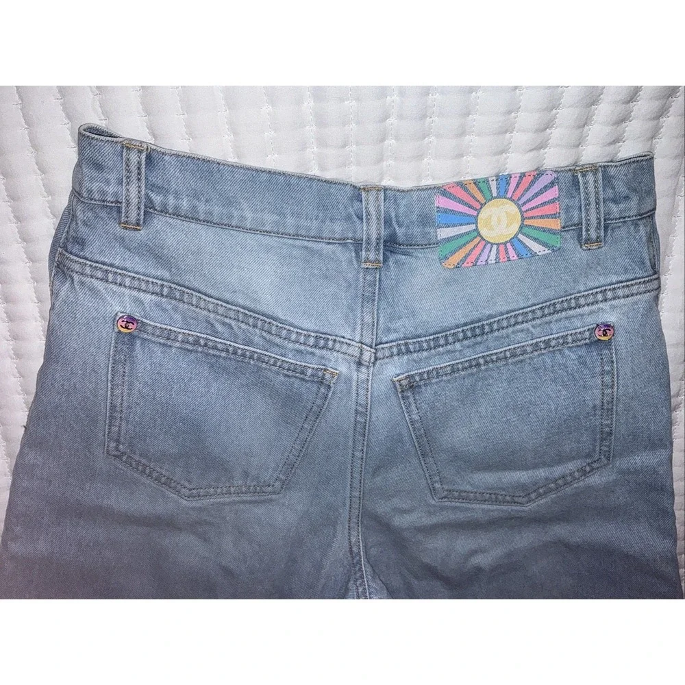 Chanel Large Jeans Denim‎ Pants Blue Size 36